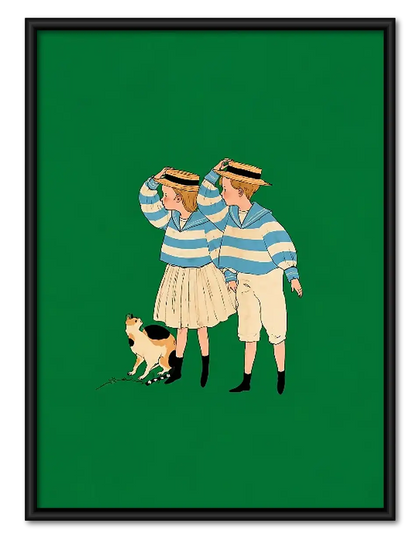 Three Women in Striped Dresses Wall Art