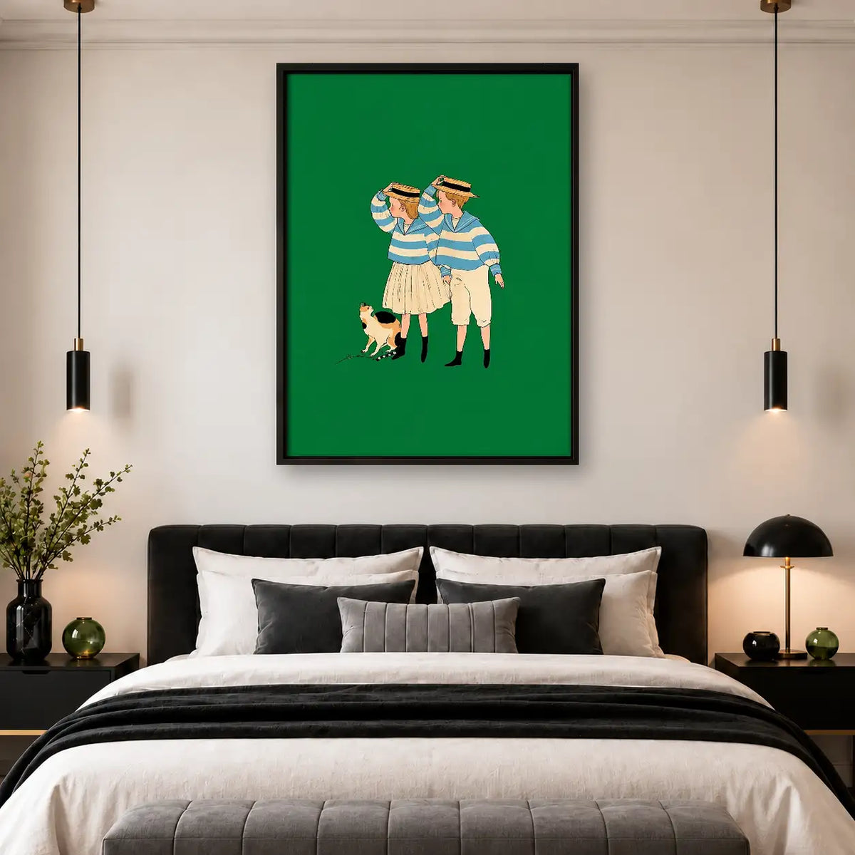 Three Women in Striped Dresses Wall Art 4