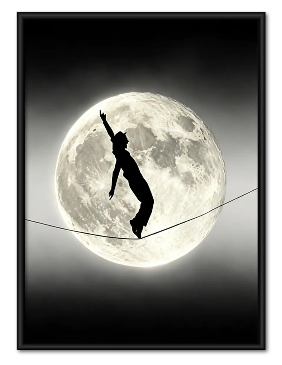 Tightrope Walker Across Full Moon Wall Art 1