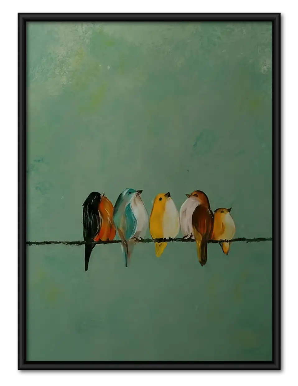 Tiny Birds Resting on Wire Wall Art 1