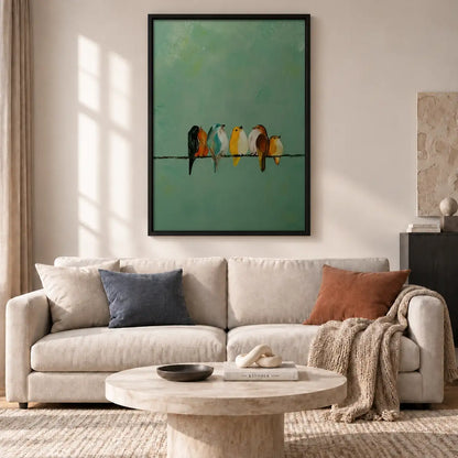 Tiny Birds Resting on Wire Wall Art 2