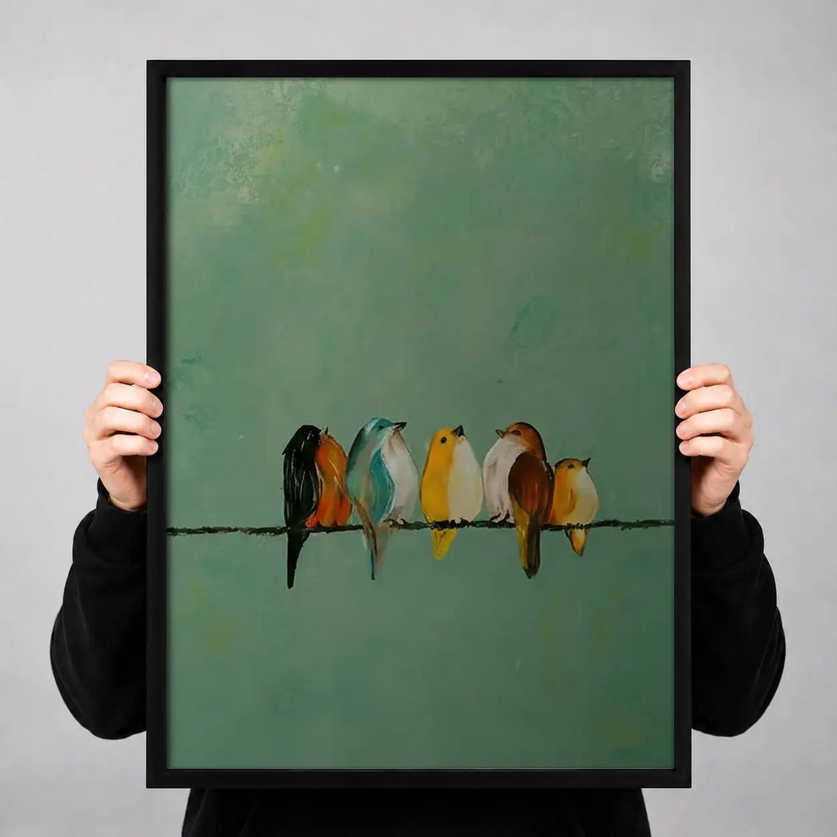 Tiny Birds Resting on Wire Wall Art 3