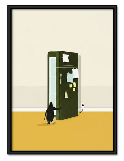 Tiny Black Cat at Green Door Wall Art
