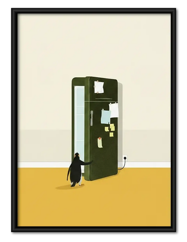 Tiny Black Cat at Green Door Wall Art