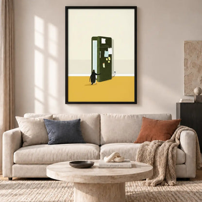 Tiny Black Cat at Green Door Wall Art 2