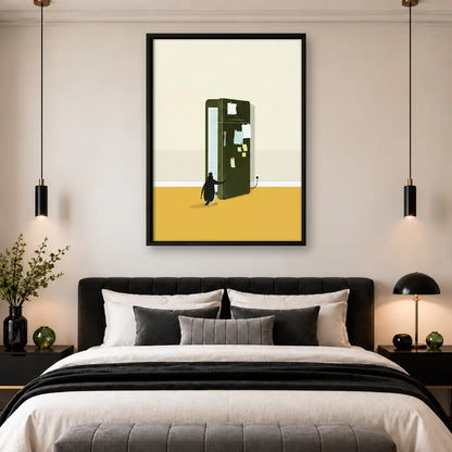 Tiny Black Cat at Green Door Wall Art 4