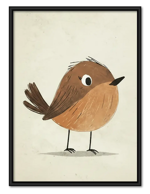 Tiny Brown Bird Minimal Wall Art