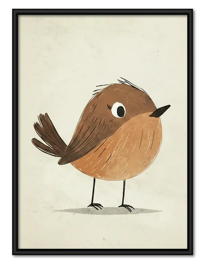 Tiny Brown Bird Minimal Wall Art