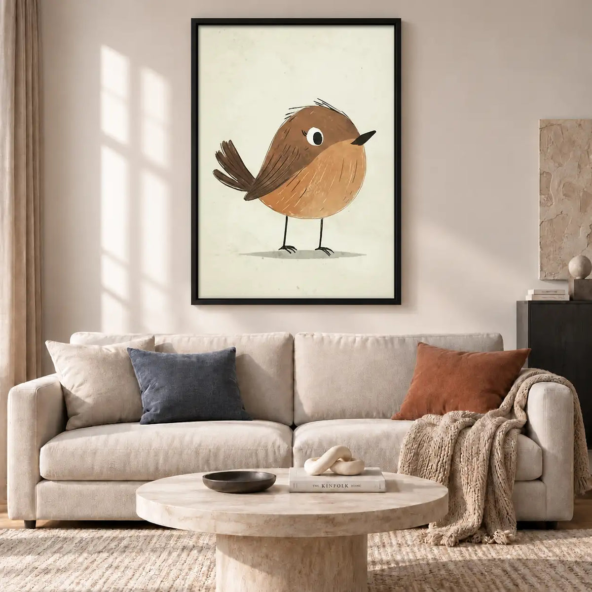 Tiny Brown Bird Minimal Wall Art 2