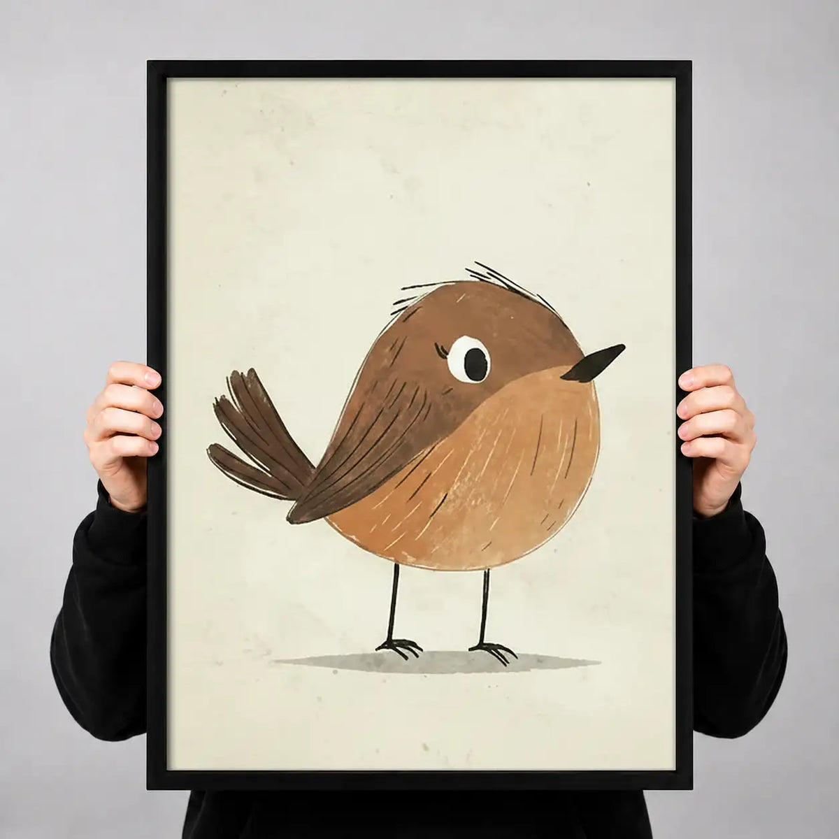 Tiny Brown Bird Minimal Wall Art 3