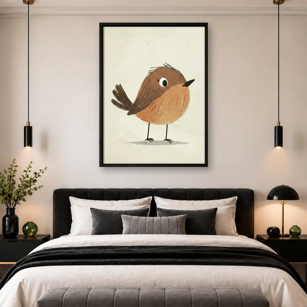 Tiny Brown Bird Minimal Wall Art 4