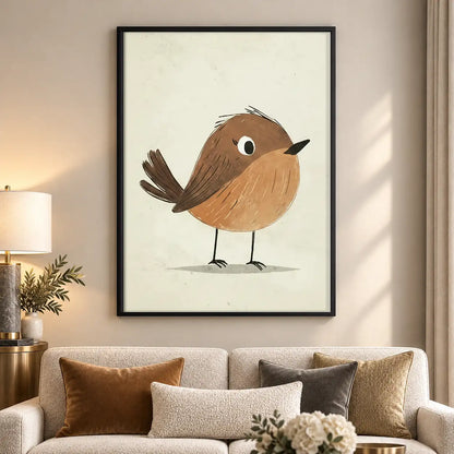 Tiny Brown Bird Minimal Wall Art 5
