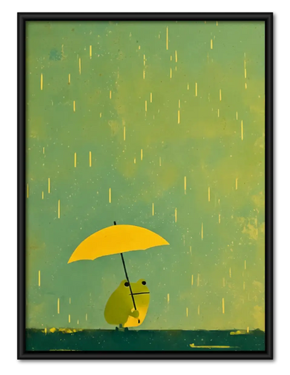 Tiny Cat Beneath Yellow Umbrella Wall Art
