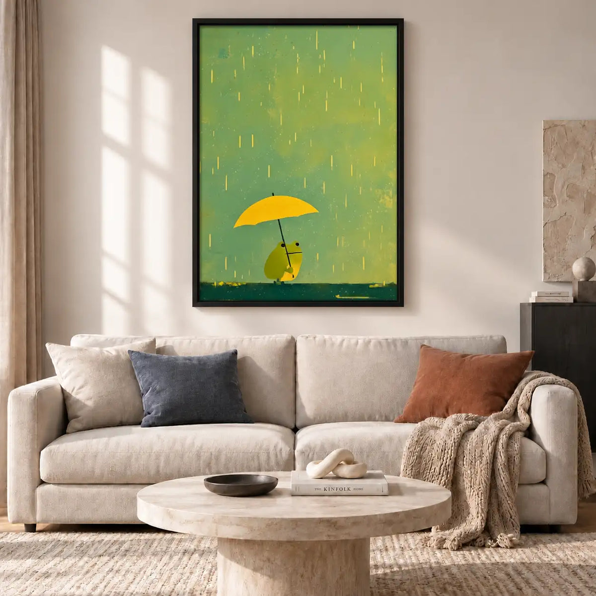 Tiny Cat Beneath Yellow Umbrella Wall Art 2