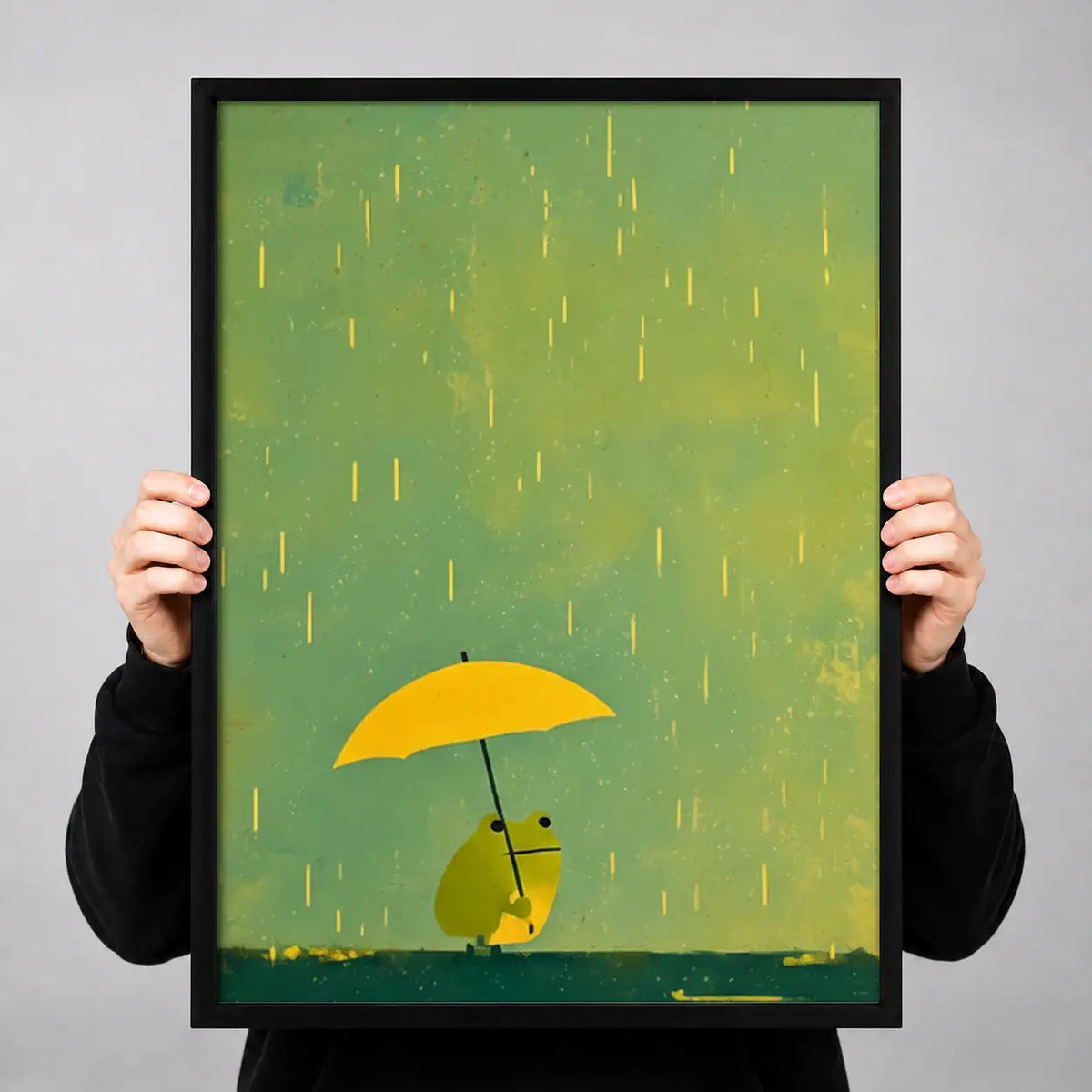 Tiny Cat Beneath Yellow Umbrella Wall Art 3