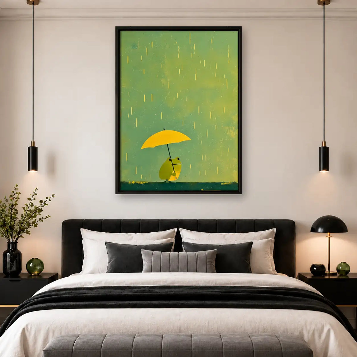 Tiny Cat Beneath Yellow Umbrella Wall Art 4