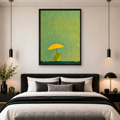 Tiny Cat Beneath Yellow Umbrella Wall Art 4