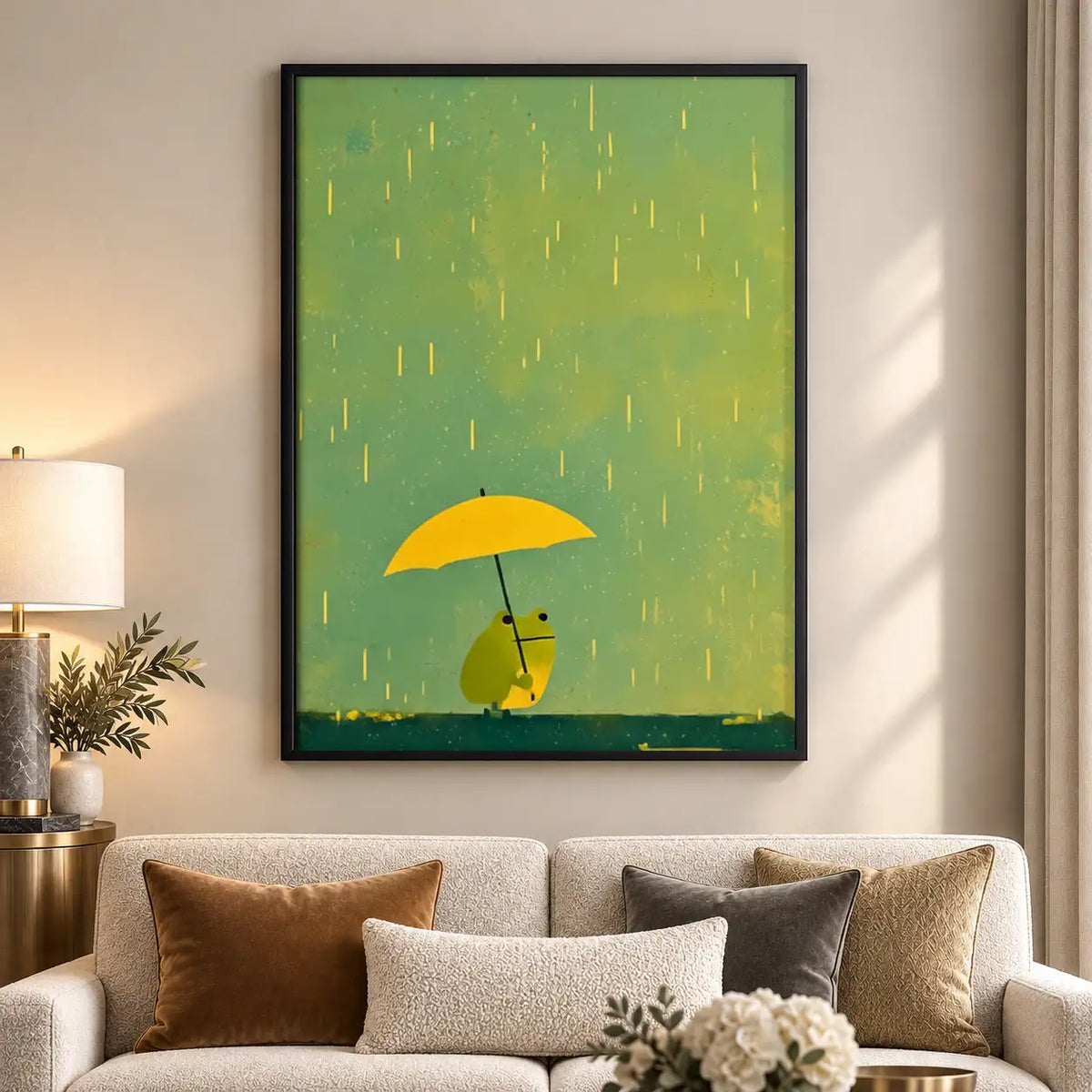Tiny Cat Beneath Yellow Umbrella Wall Art 5