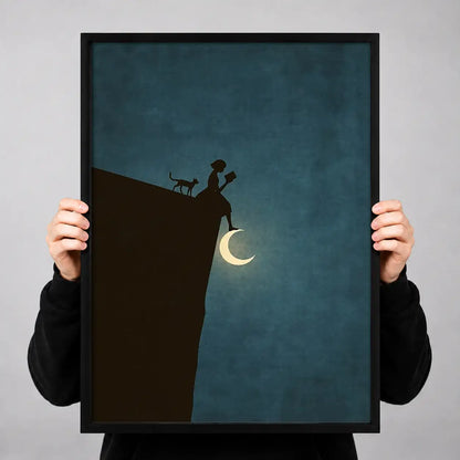 Tiny Cat Fishing from Crescent Moon Wall Art 3