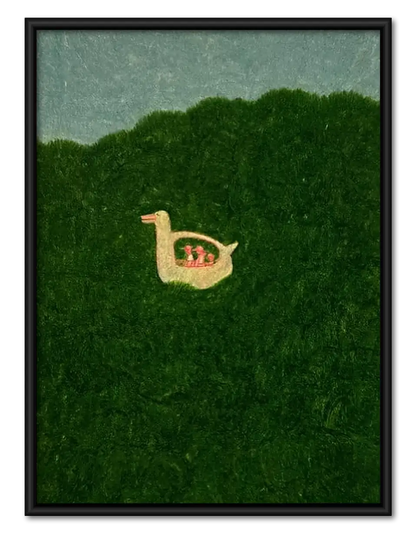 Tiny Cat Resting in Green Field Wall Art 1
