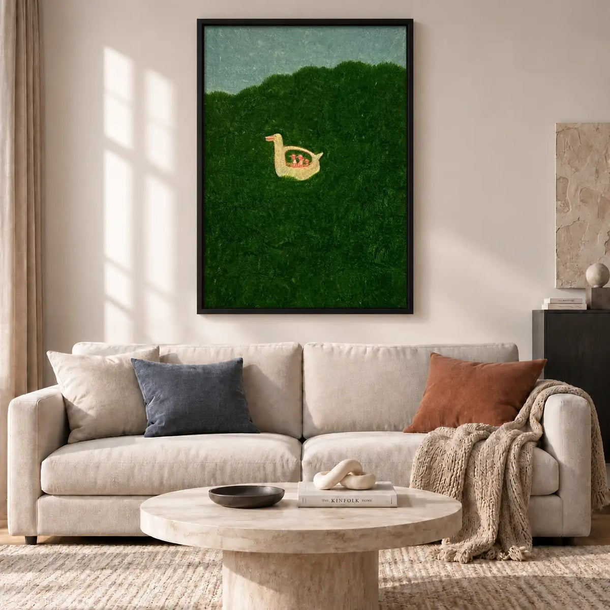 Tiny Cat Resting in Green Field Wall Art 2