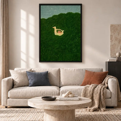 Tiny Cat Resting in Green Field Wall Art 2