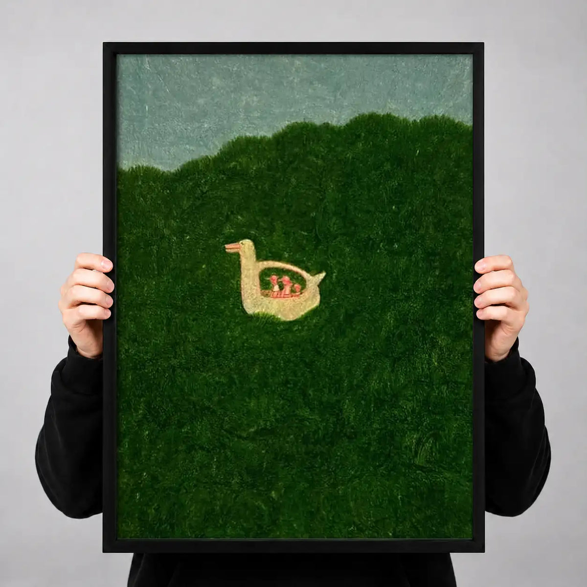 Tiny Cat Resting in Green Field Wall Art 3