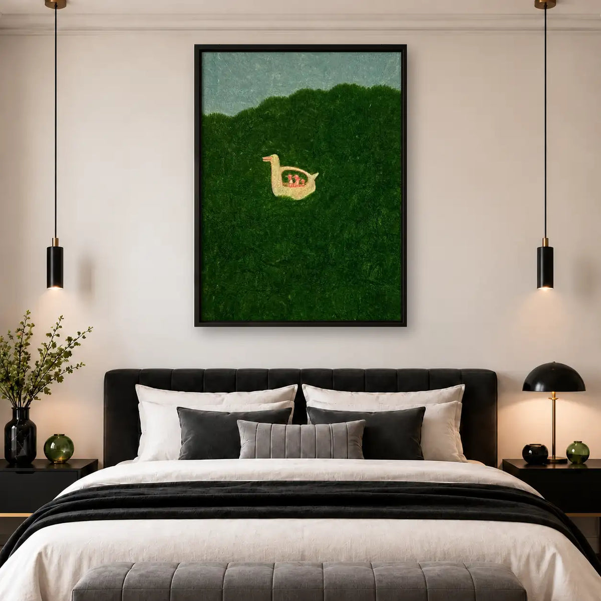 Tiny Cat Resting in Green Field Wall Art 4