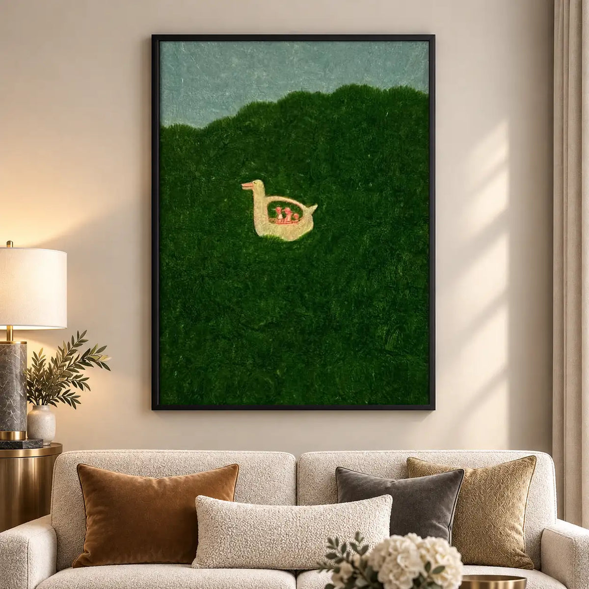 Tiny Cat Resting in Green Field Wall Art 5