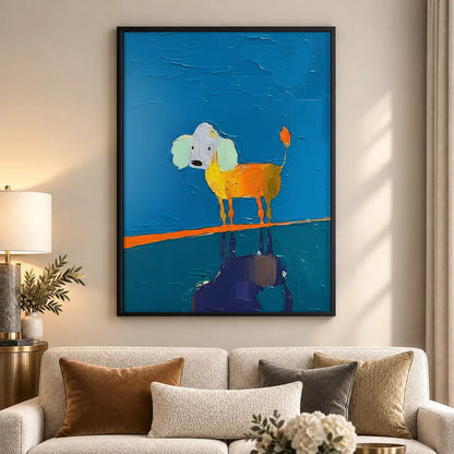 Tiny Dog Balancing on Blue Rock Wall Art 5