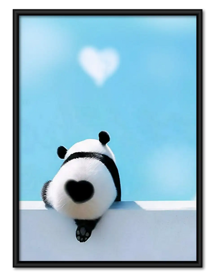 Tiny Panda with Heart Balloon Wall Art