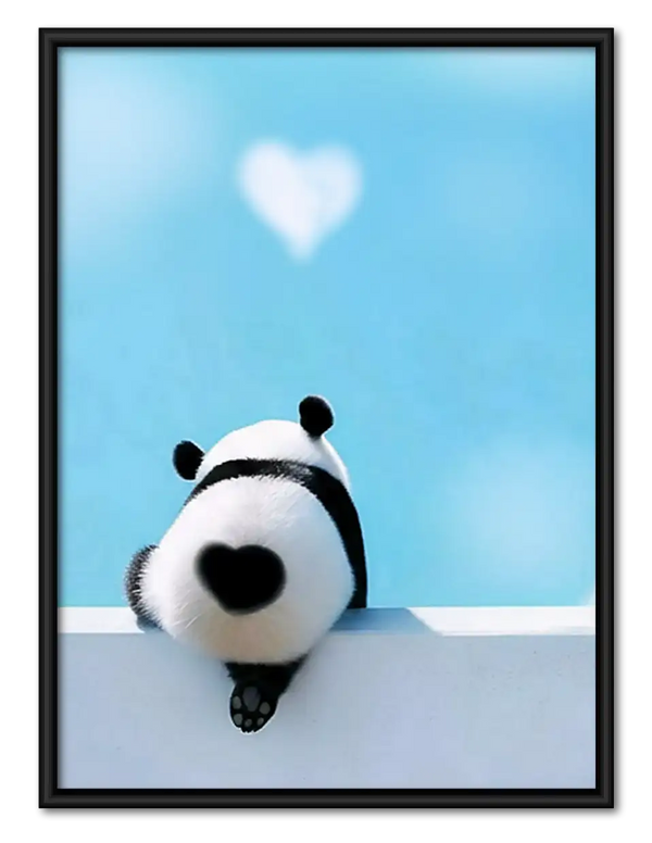 Tiny Panda with Heart Balloon Wall Art