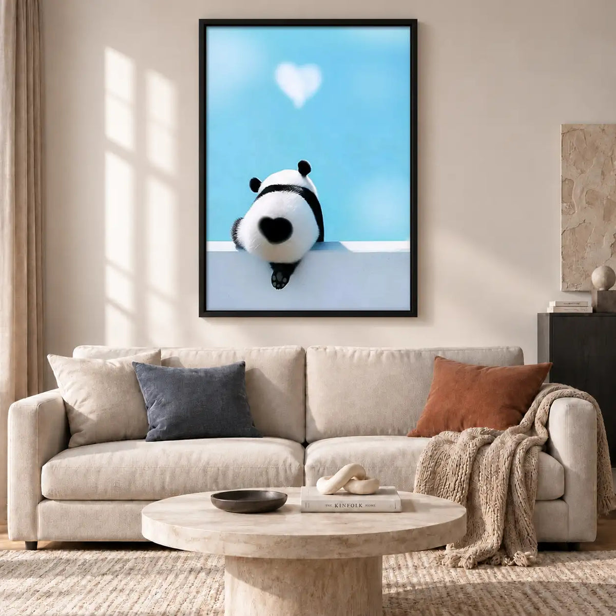 Tiny Panda with Heart Balloon Wall Art 2