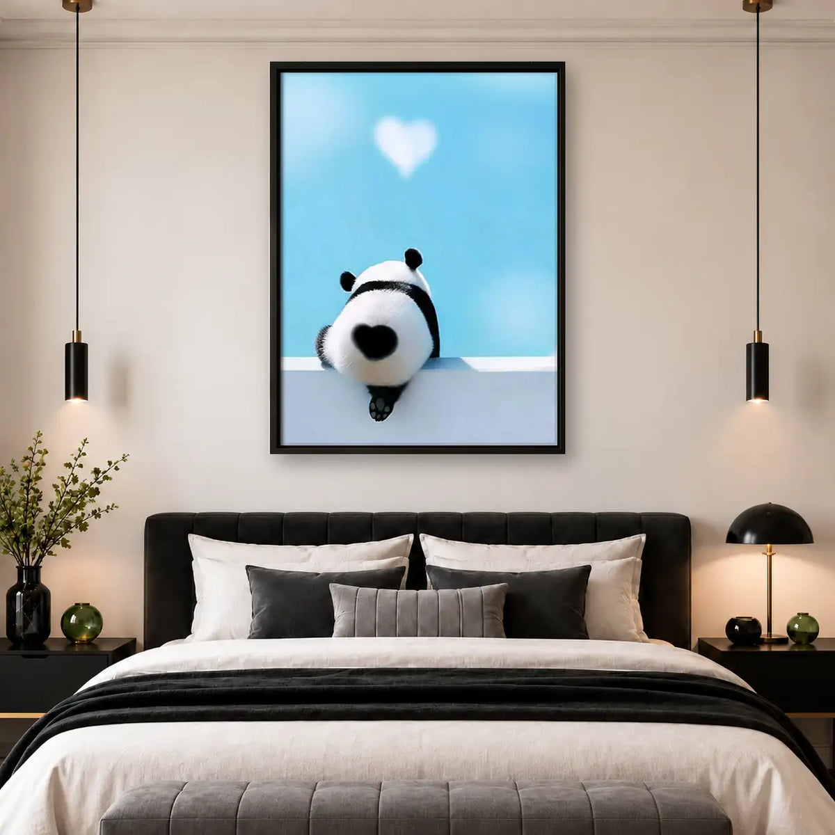 Tiny Panda with Heart Balloon Wall Art 4