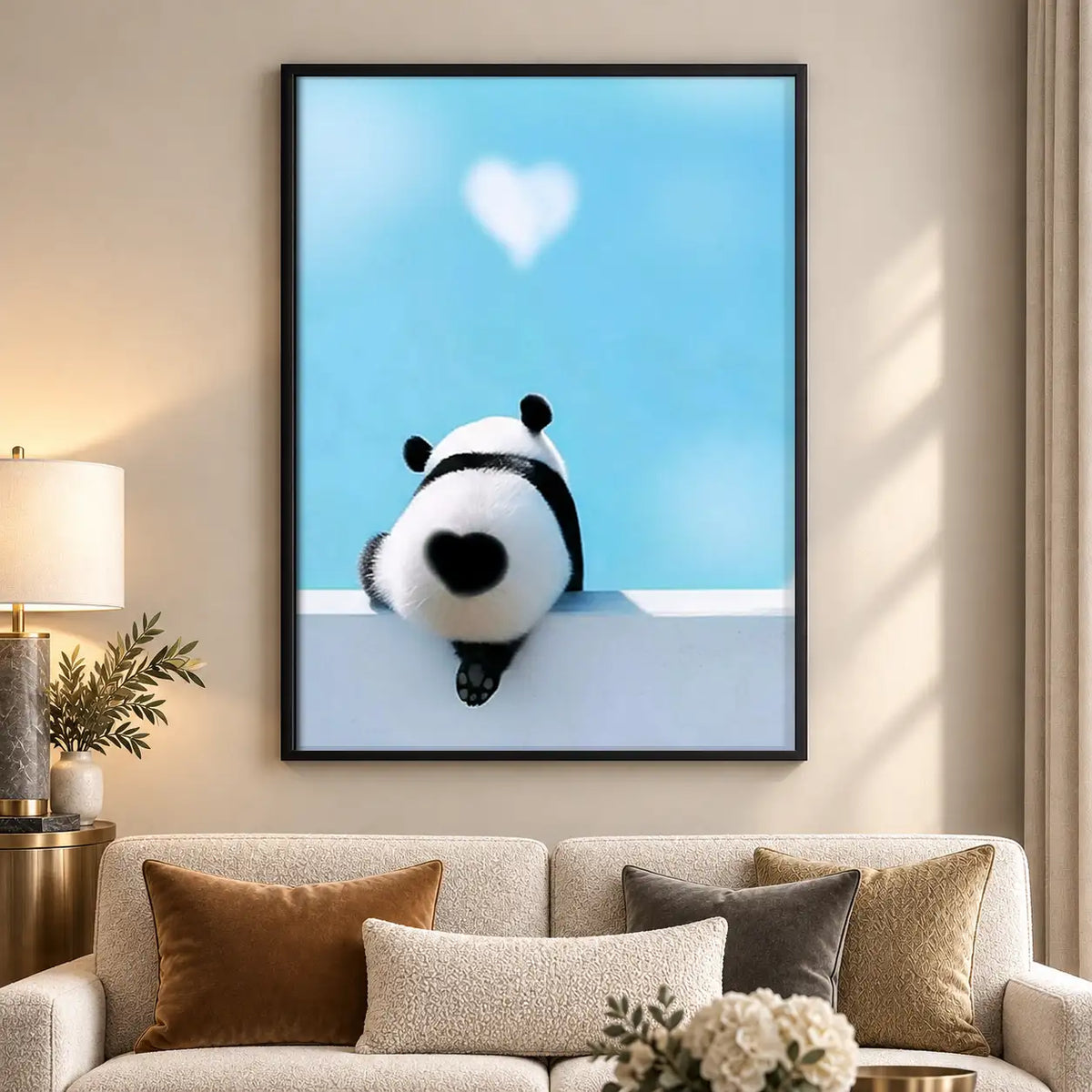 Tiny Panda with Heart Balloon Wall Art 5