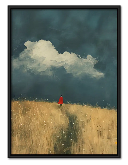 Tiny Red Figure in Golden Field Wall Art 1