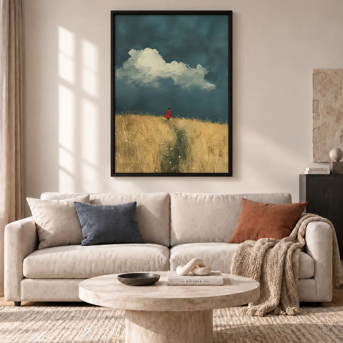 Tiny Red Figure in Golden Field Wall Art 2