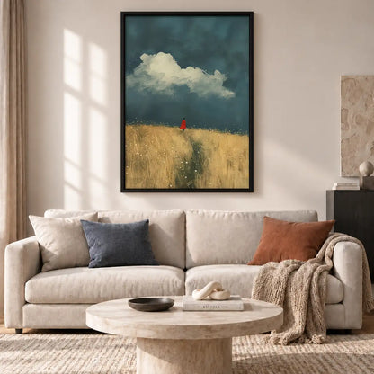 Tiny Red Figure in Golden Field Wall Art 2