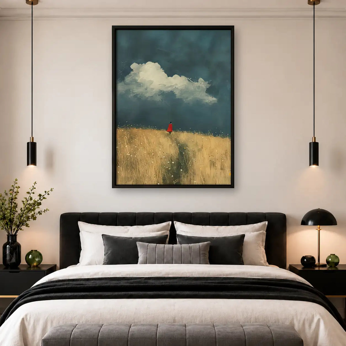 Tiny Red Figure in Golden Field Wall Art 4