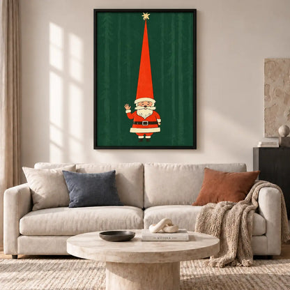 Tiny Santa with Tall Red Hat Wall Art 2