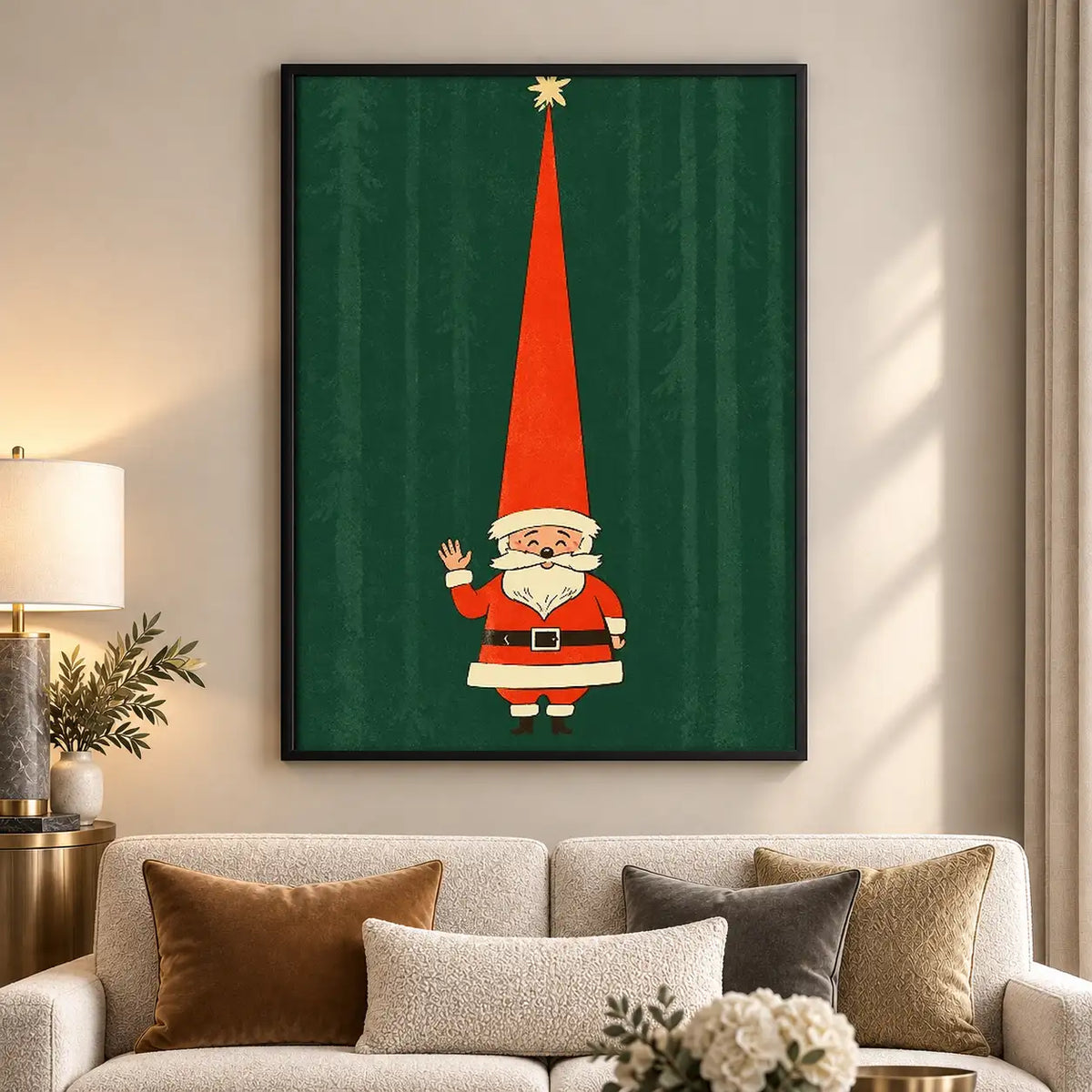 Tiny Santa with Tall Red Hat Wall Art 5