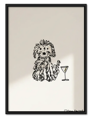 Tiny Shaggy Dog with Martini Wall Art