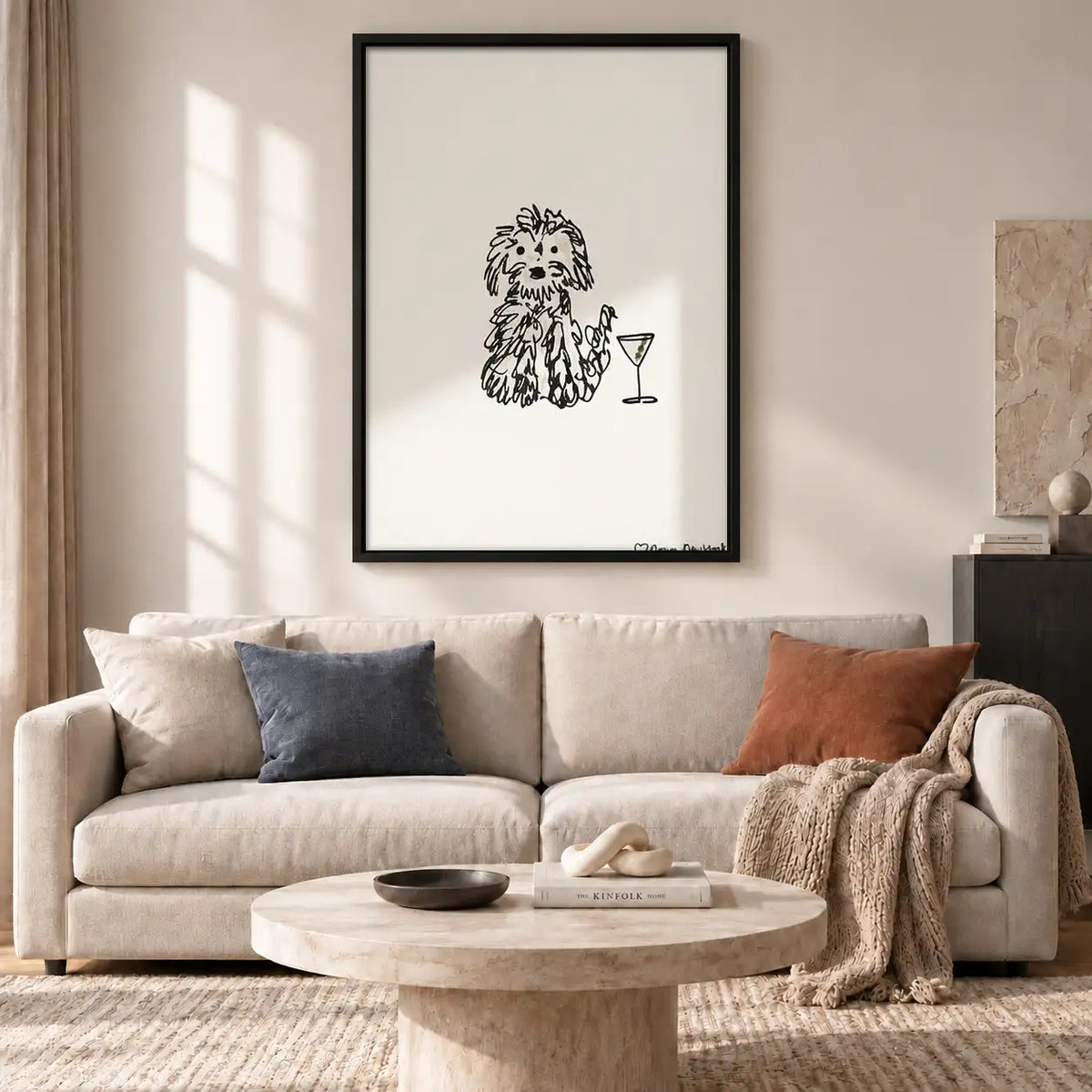 Tiny Shaggy Dog with Martini Wall Art 2