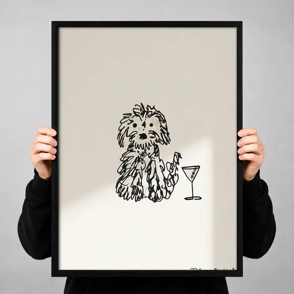 Tiny Shaggy Dog with Martini Wall Art 3