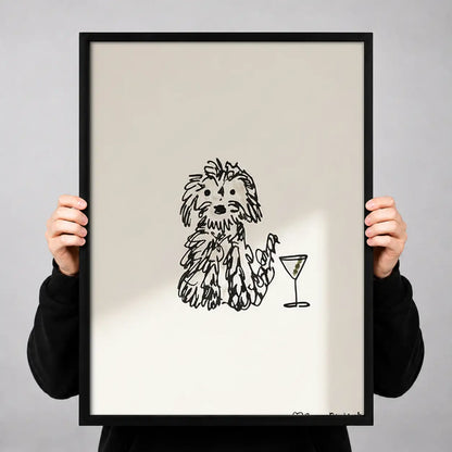 Tiny Shaggy Dog with Martini Wall Art 3