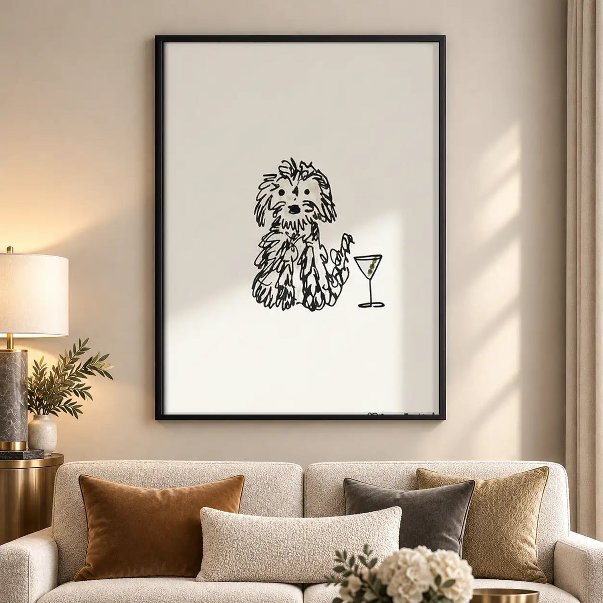 Tiny Shaggy Dog with Martini Wall Art 5