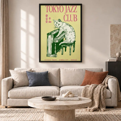 Tokyo Jazz Club Piano Cat Poster Wall Art 2