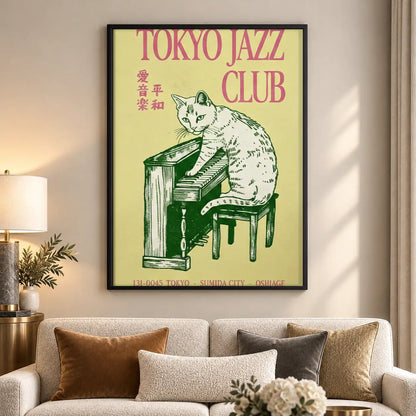 Tokyo Jazz Club Piano Cat Poster Wall Art 5