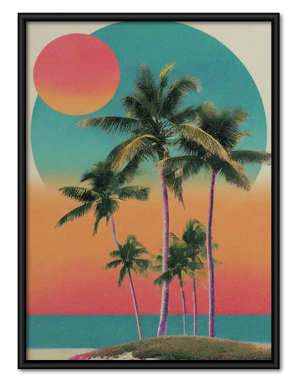 Tropical Palm Sunset Landscape Wall Art