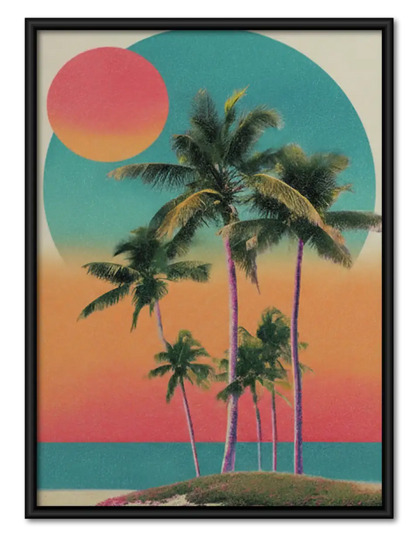 Tropical Palm Sunset Landscape Wall Art